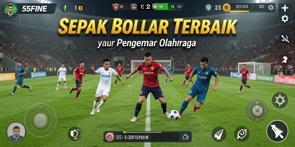 Tampilan aksi pertandingan sepak bola yang intens.