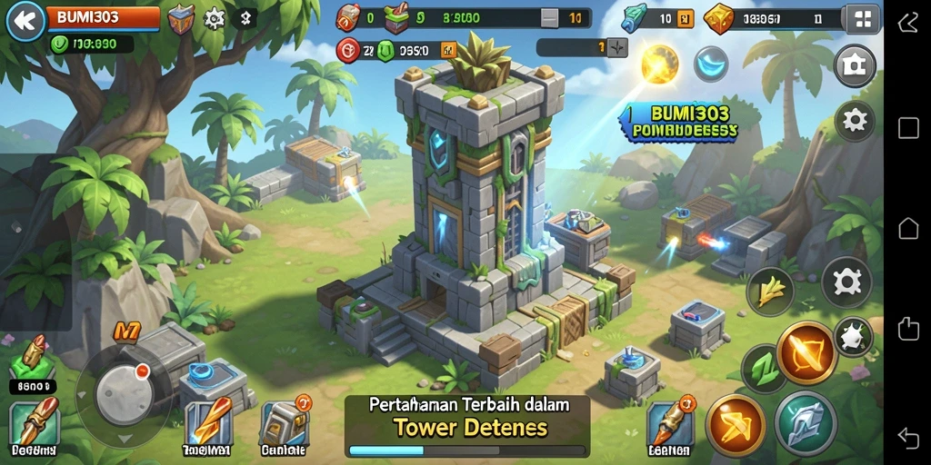 Gameplay seru dalam BUMI303 Tower Defense dengan strategi yang menantang.