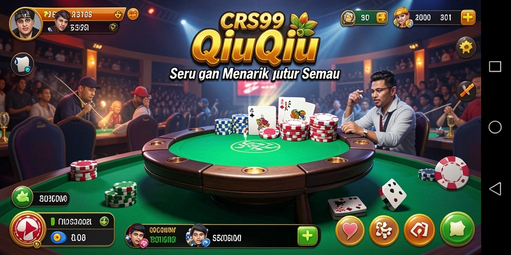 Screenshot utama CRS99 menampilkan gameplay seru QiuQiu dengan para pemain beraksi.