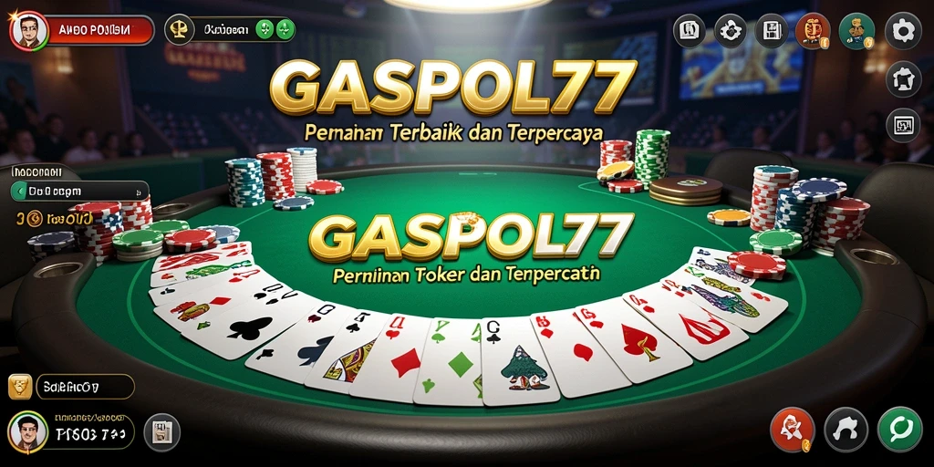 Screenshot utama GASPOL77 menunjukkan gameplay poker yang seru dan interaktif.