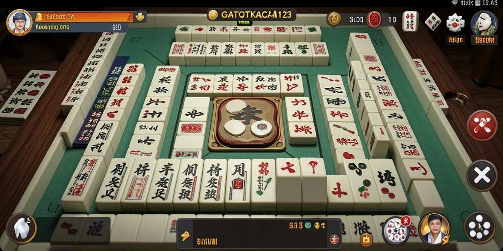 Tampilan gameplay menarik dari GATOTKACA123 dengan elemen Mahjong.