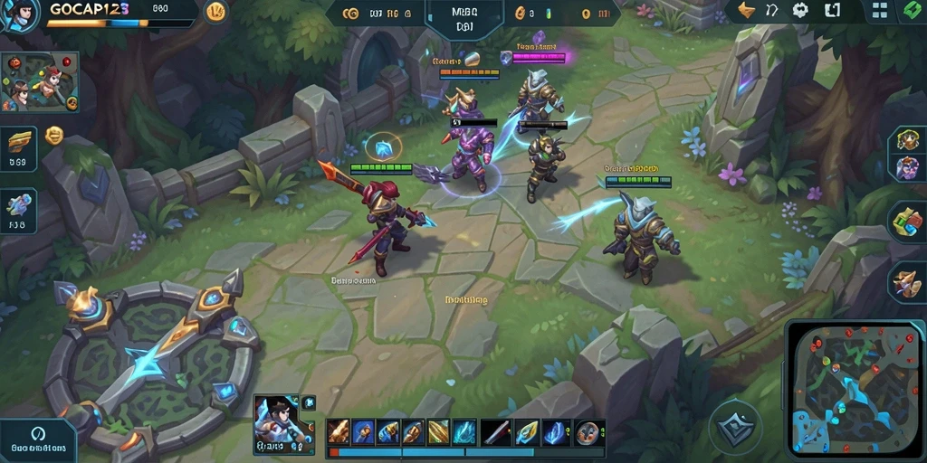 Screenshot GOCAP123 menampilkan pertarungan seru dalam MOBA.