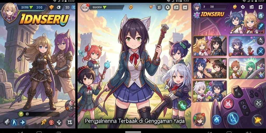 Tampilan menarik dari gameplay <strong>IDNSERU</strong> dengan karakter anime favorit.