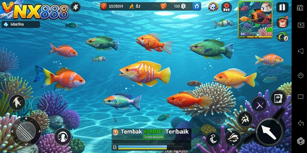 Gameplay NX888 yang penuh aksi dalam menangkap ikan.