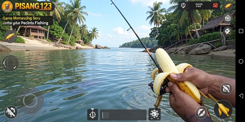 Gameplay seru PISANG123 dengan pengalaman memancing yang mendebarkan.