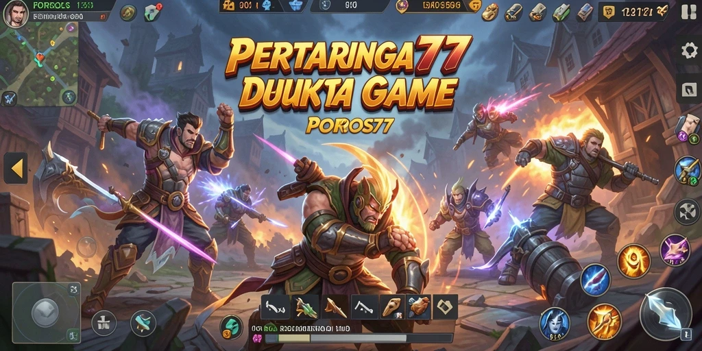 Tangkapan layar POROS77 menunjukkan pertarungan seru dan karakter keren.