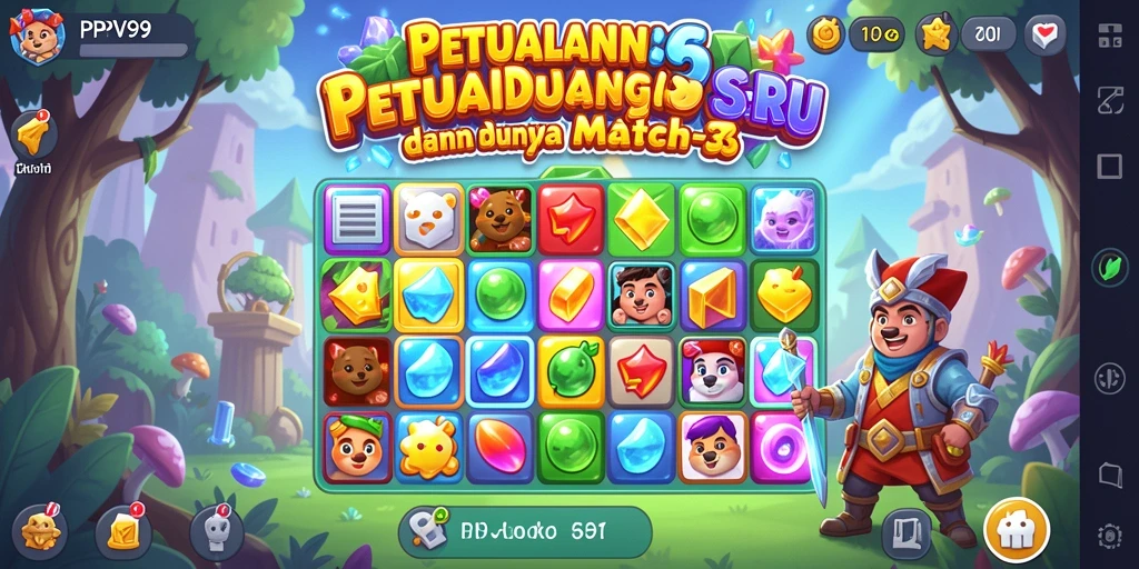 Tampilan gameplay seru dalam PPV99 saat mencocokkan permata.