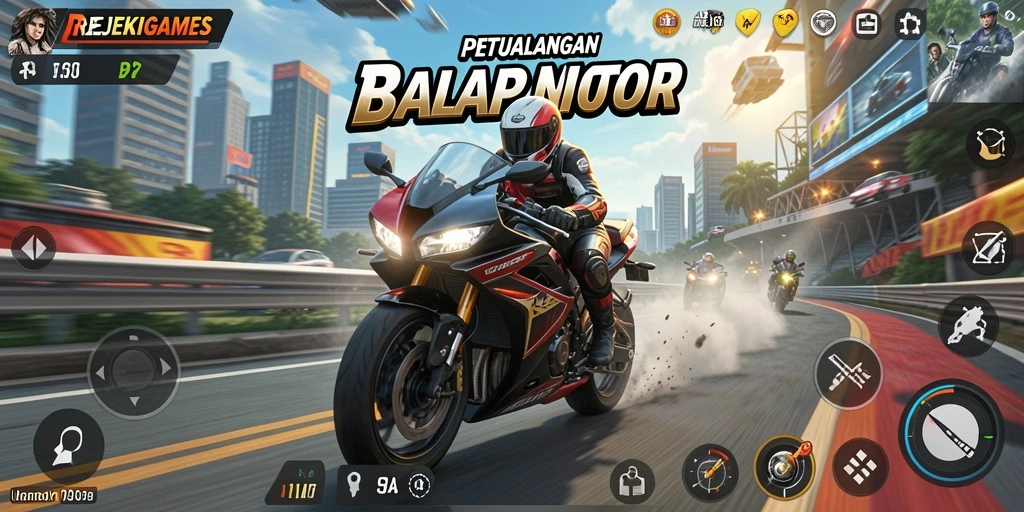 Tampilan seru gameplay balap motor di REJEKIGAMES.
