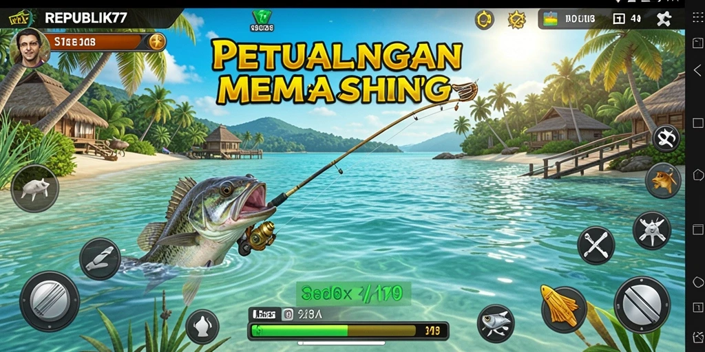 Gameplay mendebarkan memancing di lautan lepas dalam REPUBLIK77.