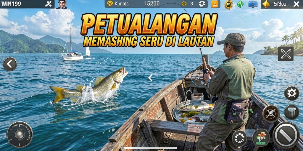 Tampilan menarik dari gameplay memancing yang mendebarkan dan penuh warna.