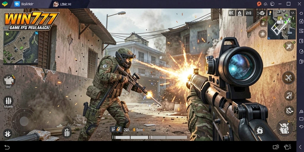 Screenshot gameplay WIN777 menunjukkan aksi tembak-menembak yang mendebarkan.